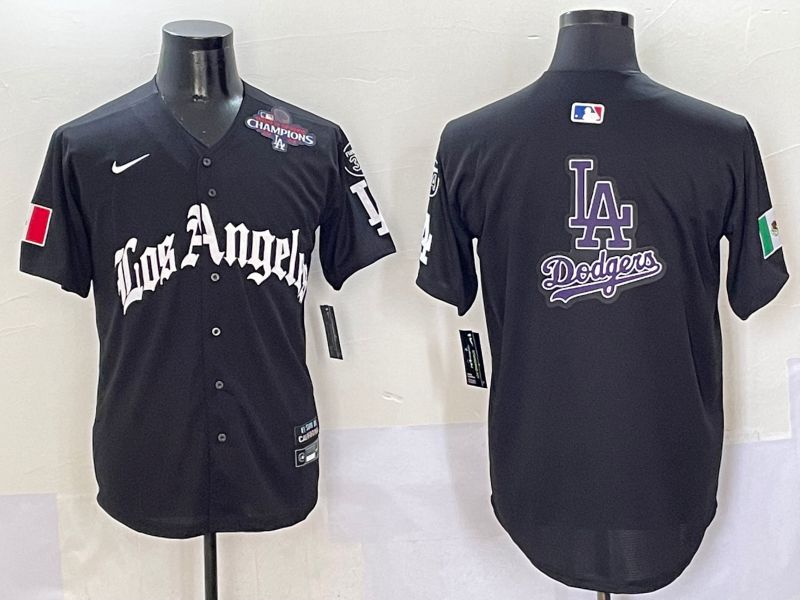 Men Los Angeles Dodgers Blank Black Five generations Joint Name 2025 Nike MLB Jersey style 23